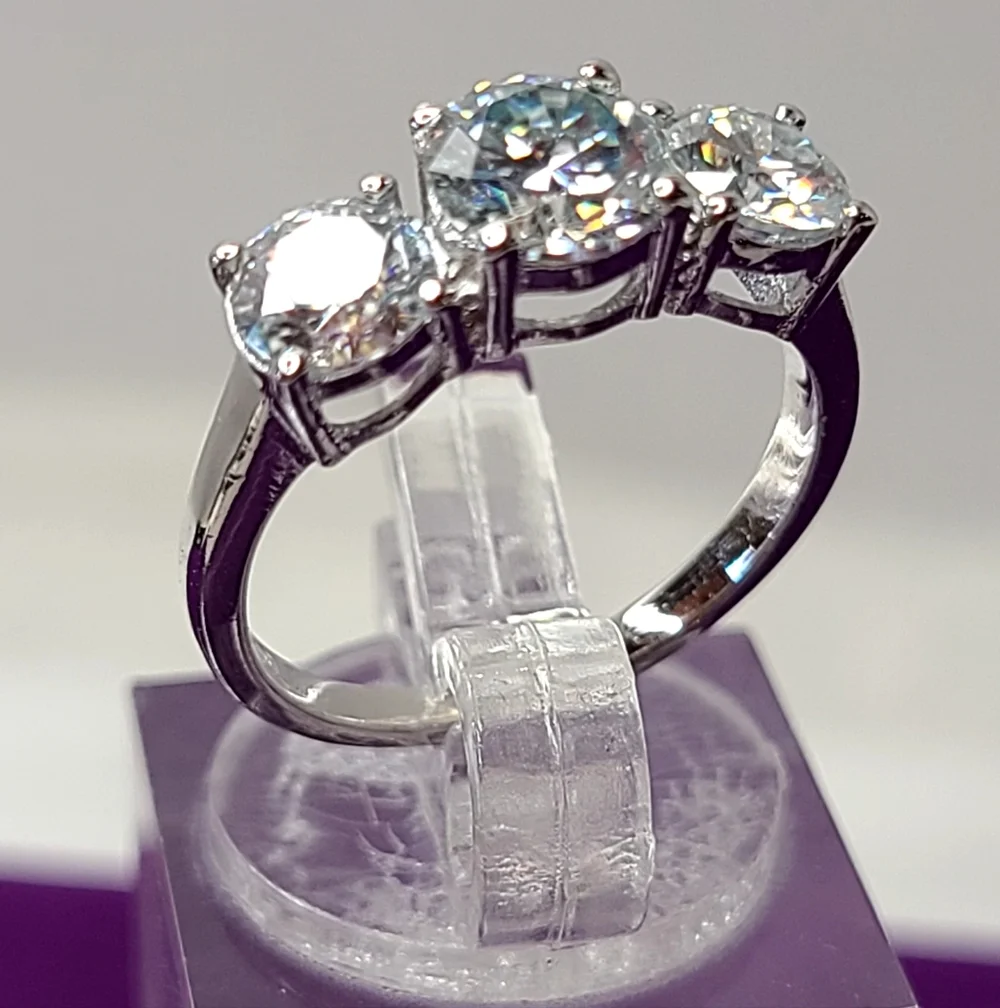 Moissanite 3 Stone 2.50 Carat Band Ring